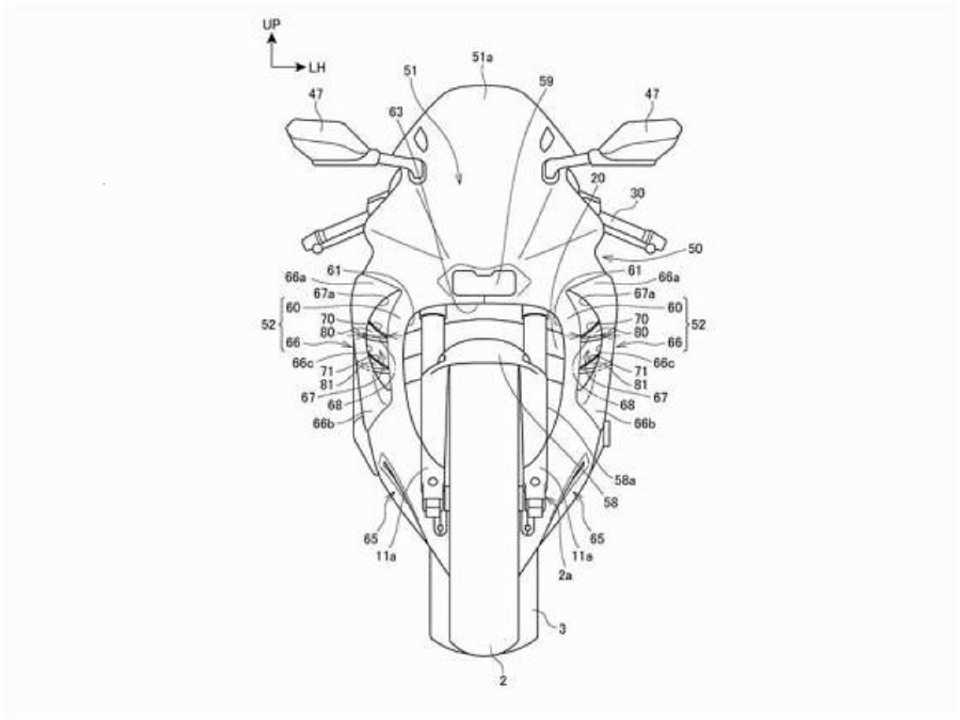 Ilustração do sistema de asas móveis que pode figurar na nova CBR 1000RR Fireblade