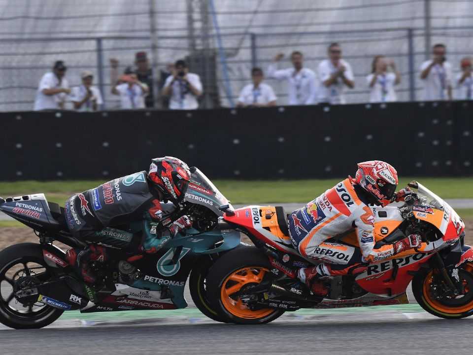 Marc Mrquez e Fabio Quartararo em duelo no GP da Tailndia 2019