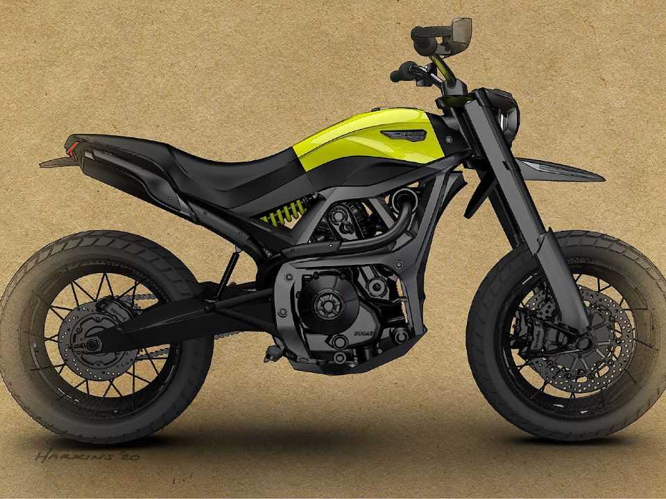 Acima a Scrambler do futuro sugerida pelo estudante Peter Harkins