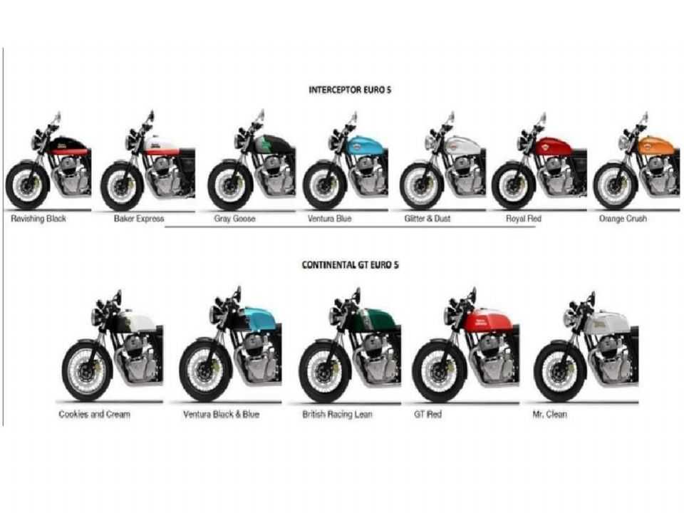 Imagens vazadas mostram novas cores para as Royal Enfield Interceptor 650 e Continental GT 650