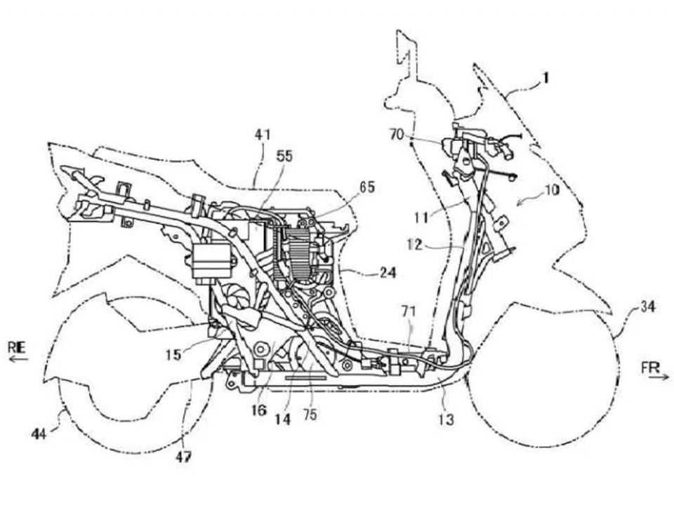 Imagem de patente da scooter eltrica da Suzuki