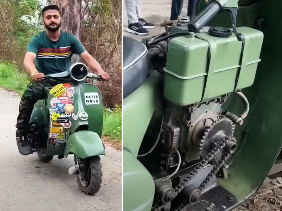 Sahib colocou motor a diesel em seu Bajaj Chetak clássico