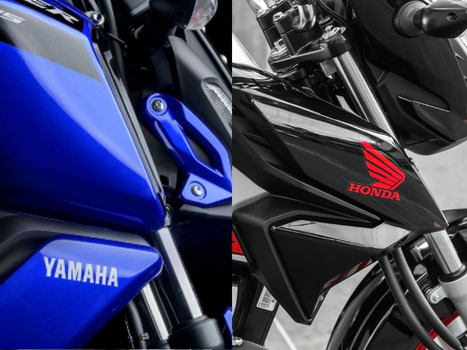 Laterais  de Yamaha Fazer FZ15 e Honda CG 160 Titan 2023