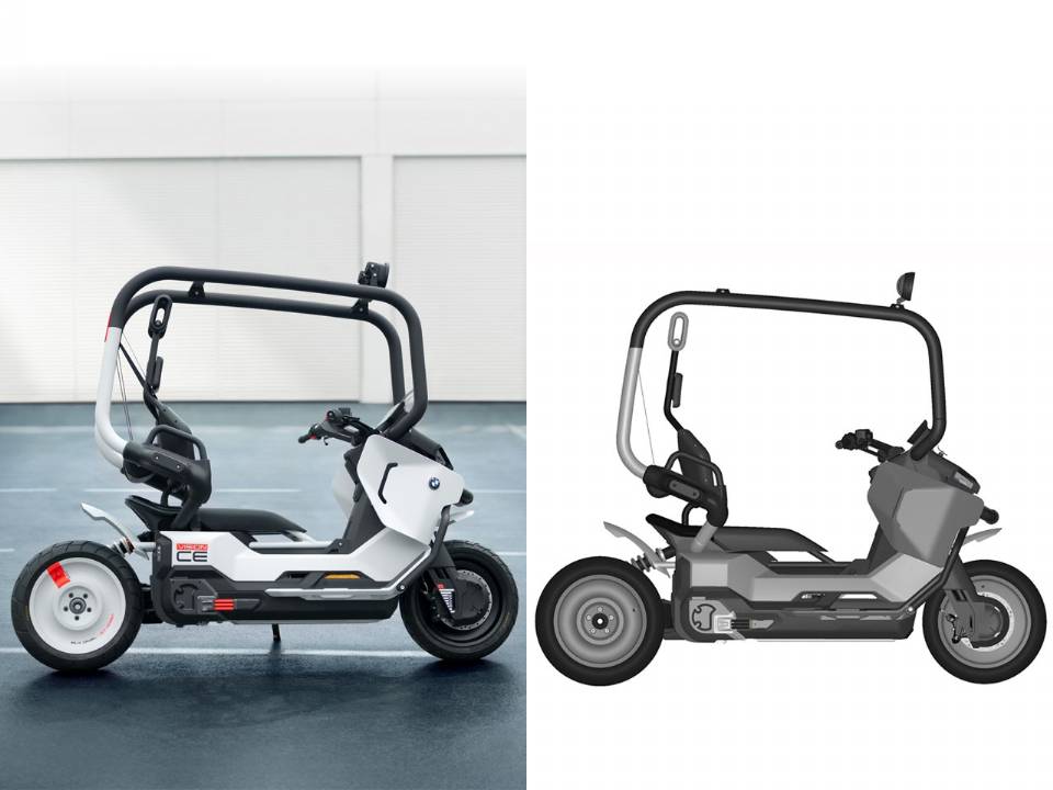 Conceito BMW Vision CE - comparativo com o desenho do INPI