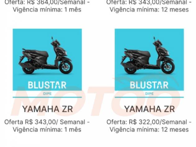 Novos modelos Yamaha para aluguel j� aparecem em aplicativo